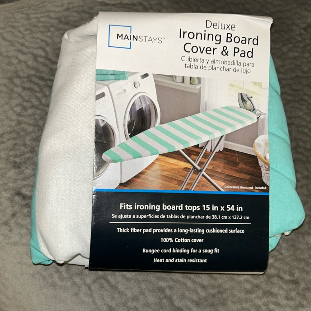 Blue and White Striped Ironing Board Cover & Pad